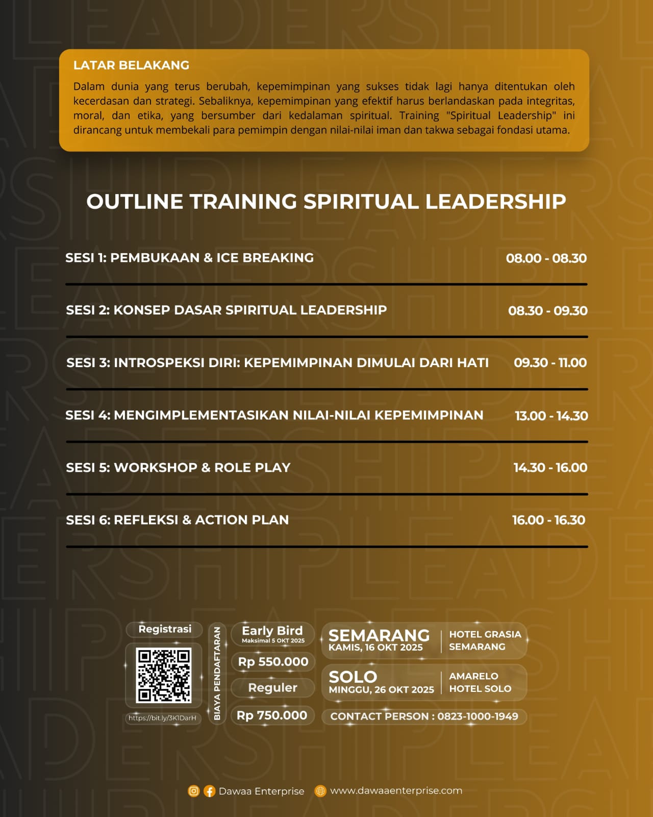 Susunan Acara Spiritual Leadership Training